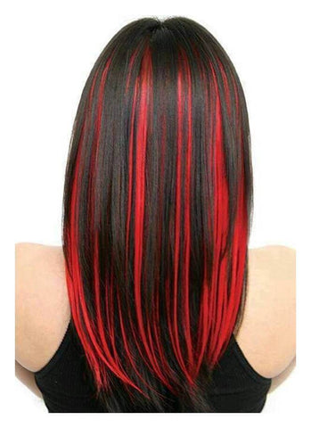 black with red hair extensions