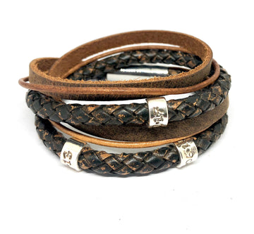 Men's Personalised Leather Double Wrap Bracelet 