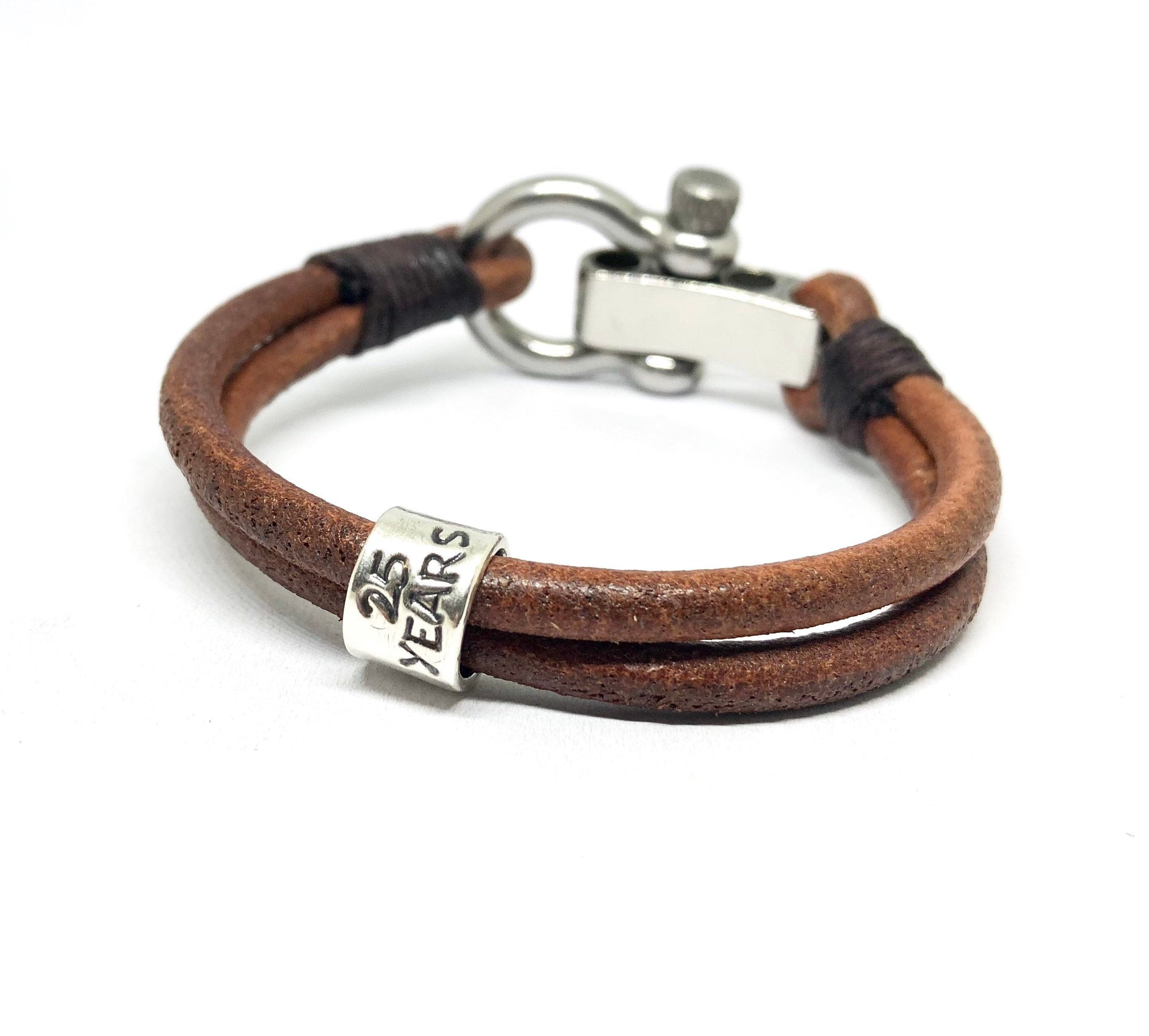 Boho Mens Leather Wrap Bracelet With Silver Bead –