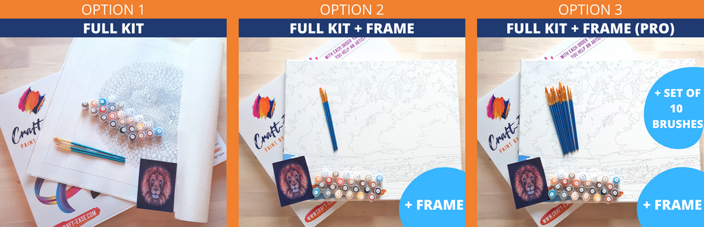 Options Comparison: Full Kit, Full Kit + Frame, Full Kit + Frame (Pro)