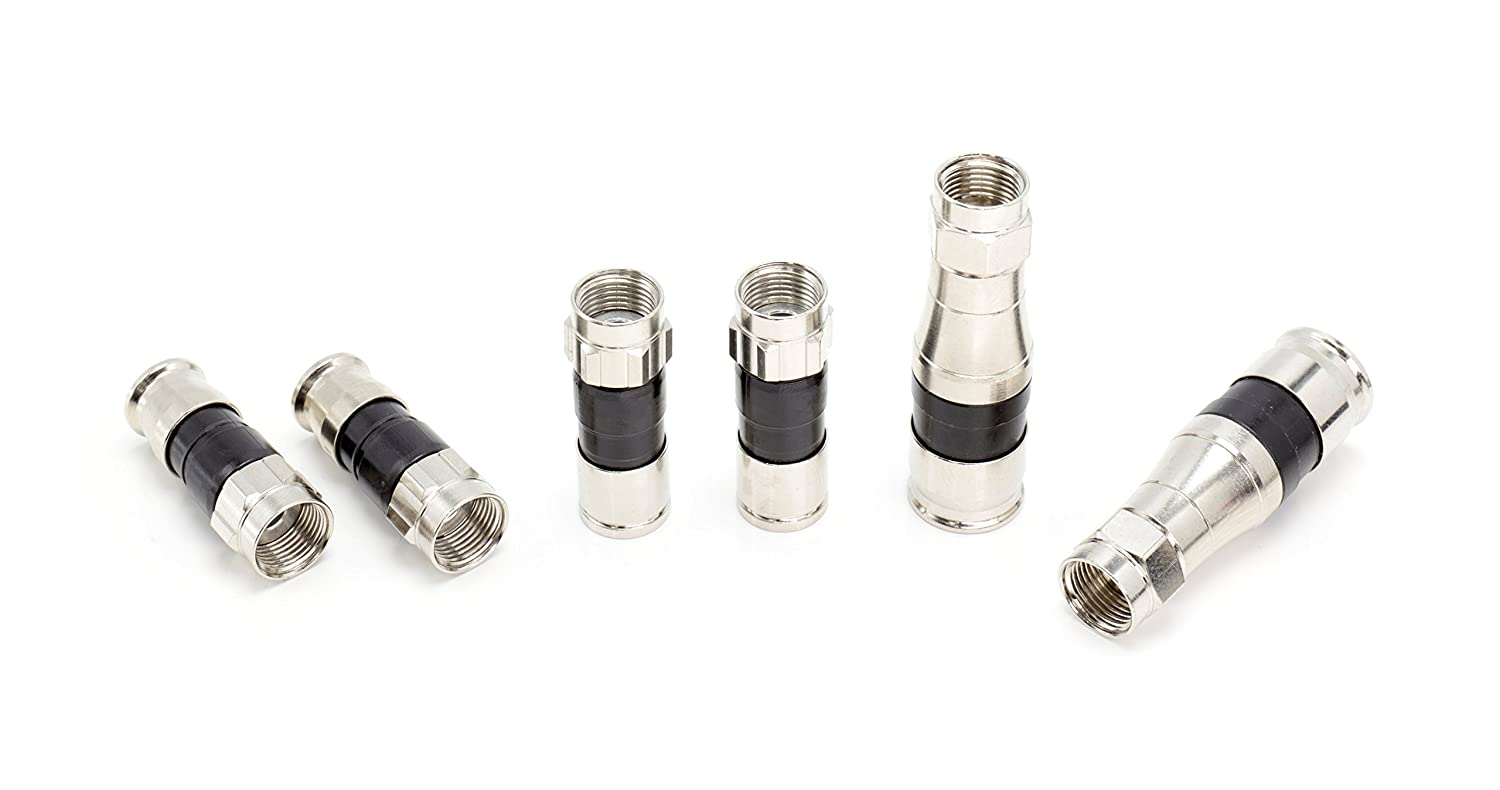 Coaxial Cable Compression Fitting - Connector Multipack for RG59, RG6, and RG11 Coax Cable - with We