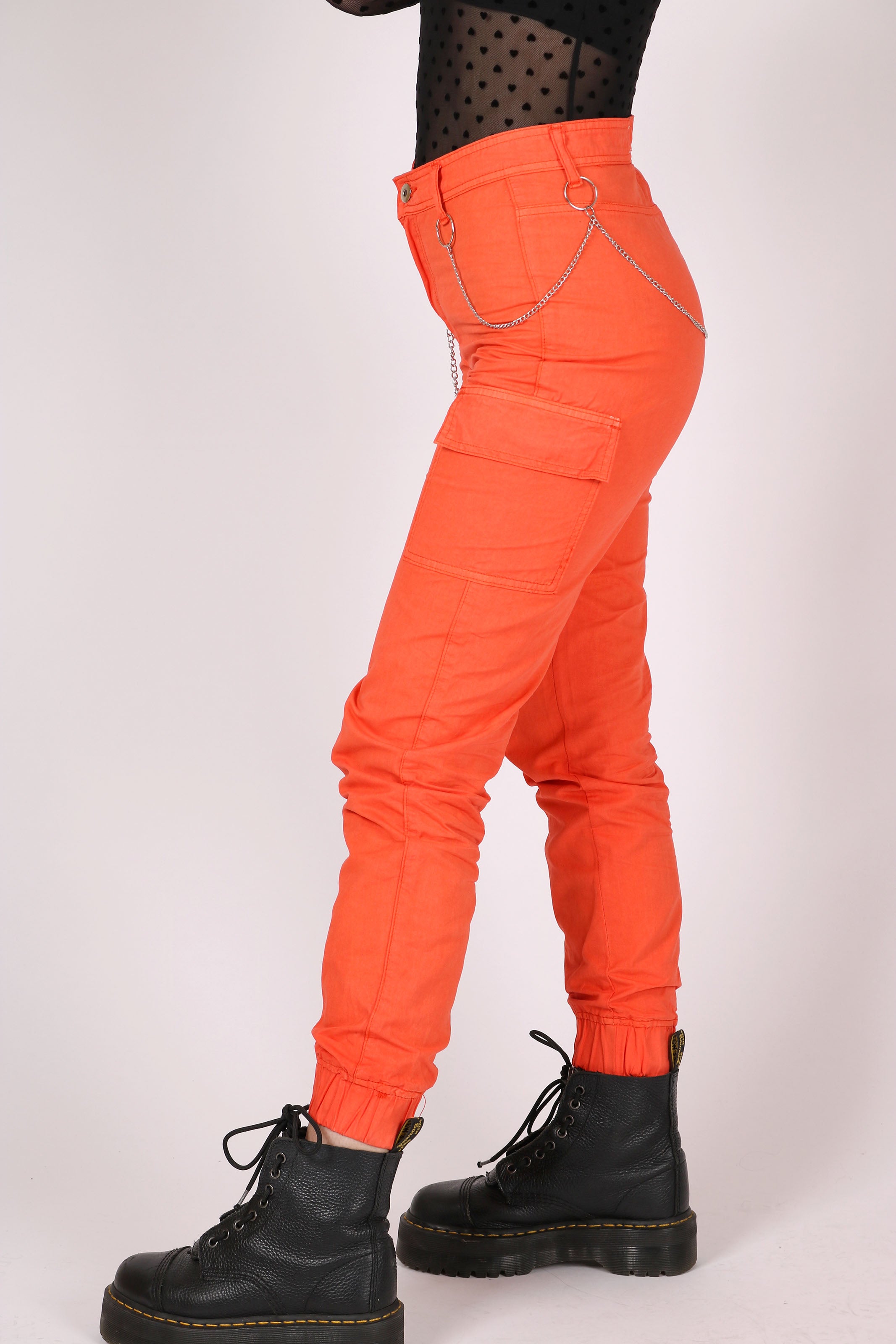 Yeah We Like These Too Orange Cargo Trousers With Chains One Above Another