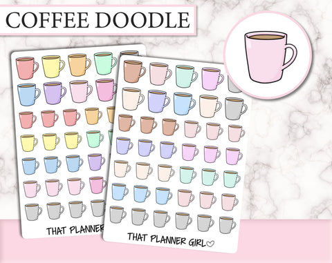 Mini Coffee Cup Doodle Mini Planner Stickers