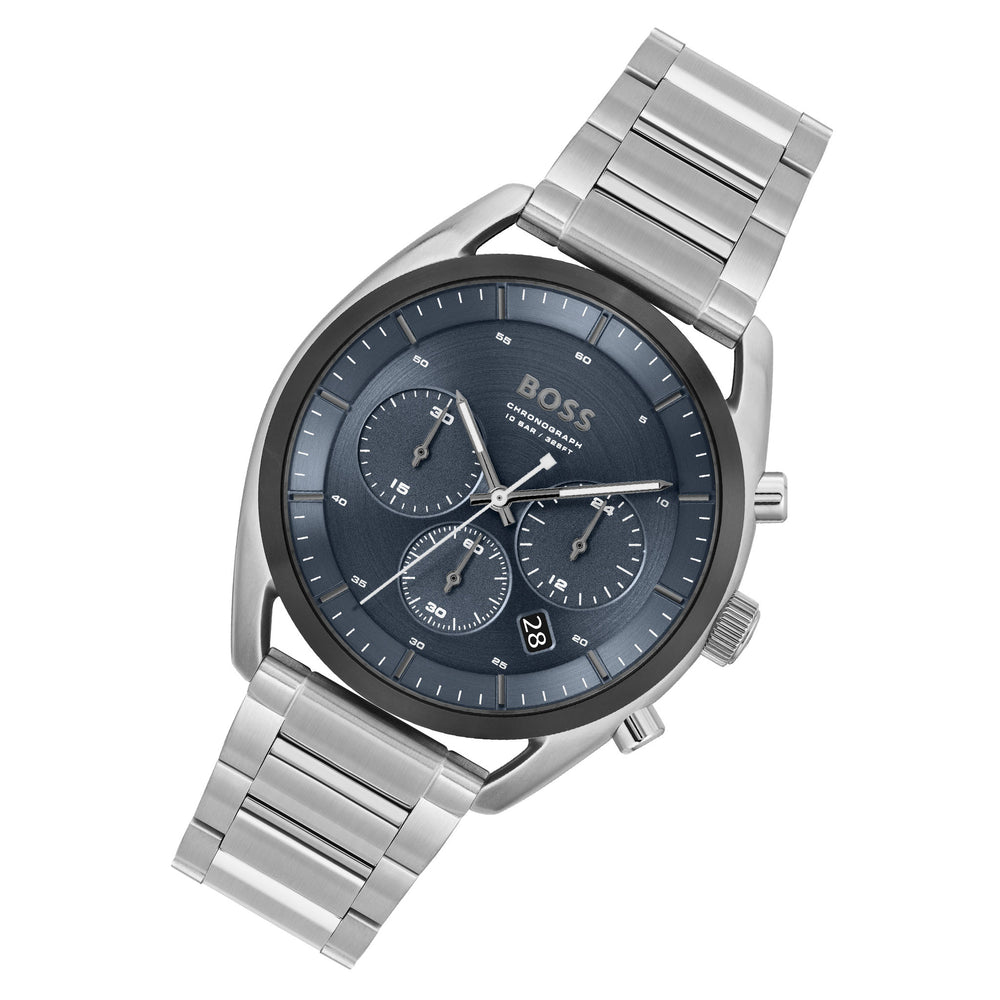 – Steel Australia Watch Chronograph Factory - Hugo Men\'s Blue The Dial 1514026 Two-Tone Boss Watch
