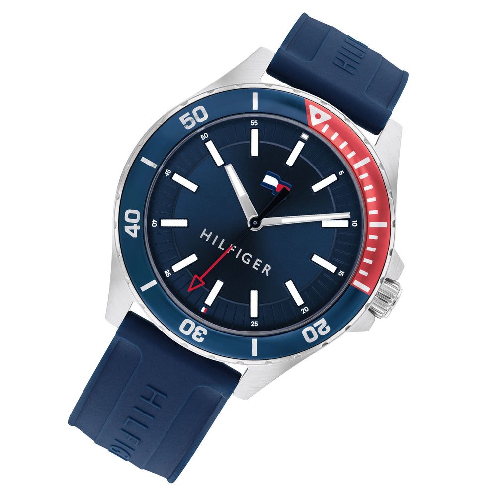 Tommy Hilfiger Navy & Red - The Factory Watch Teens Band Silicone Navy Unisex – Watch Australia Dial