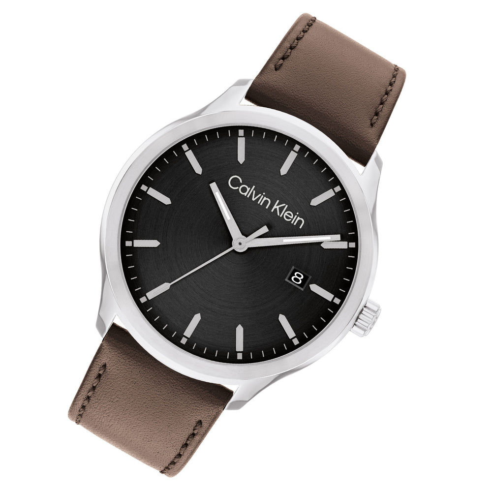 Calvin Klein Black Leather Gunmetal Dial Men\'s Watch - 25200355 – The Watch  Factory Australia