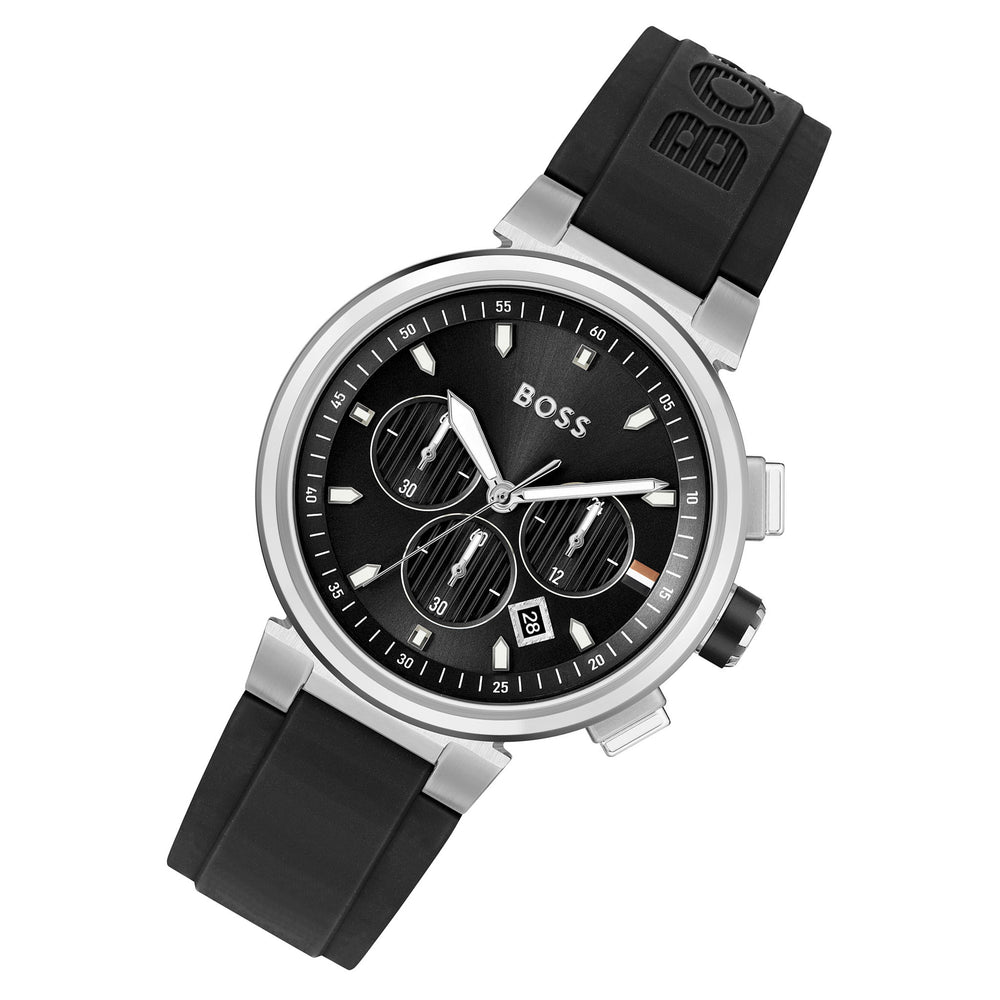 Men\'s Black Australia Boss Chronograph – Admiral 1513912 Factory Watch Hugo - The Watch Silicone