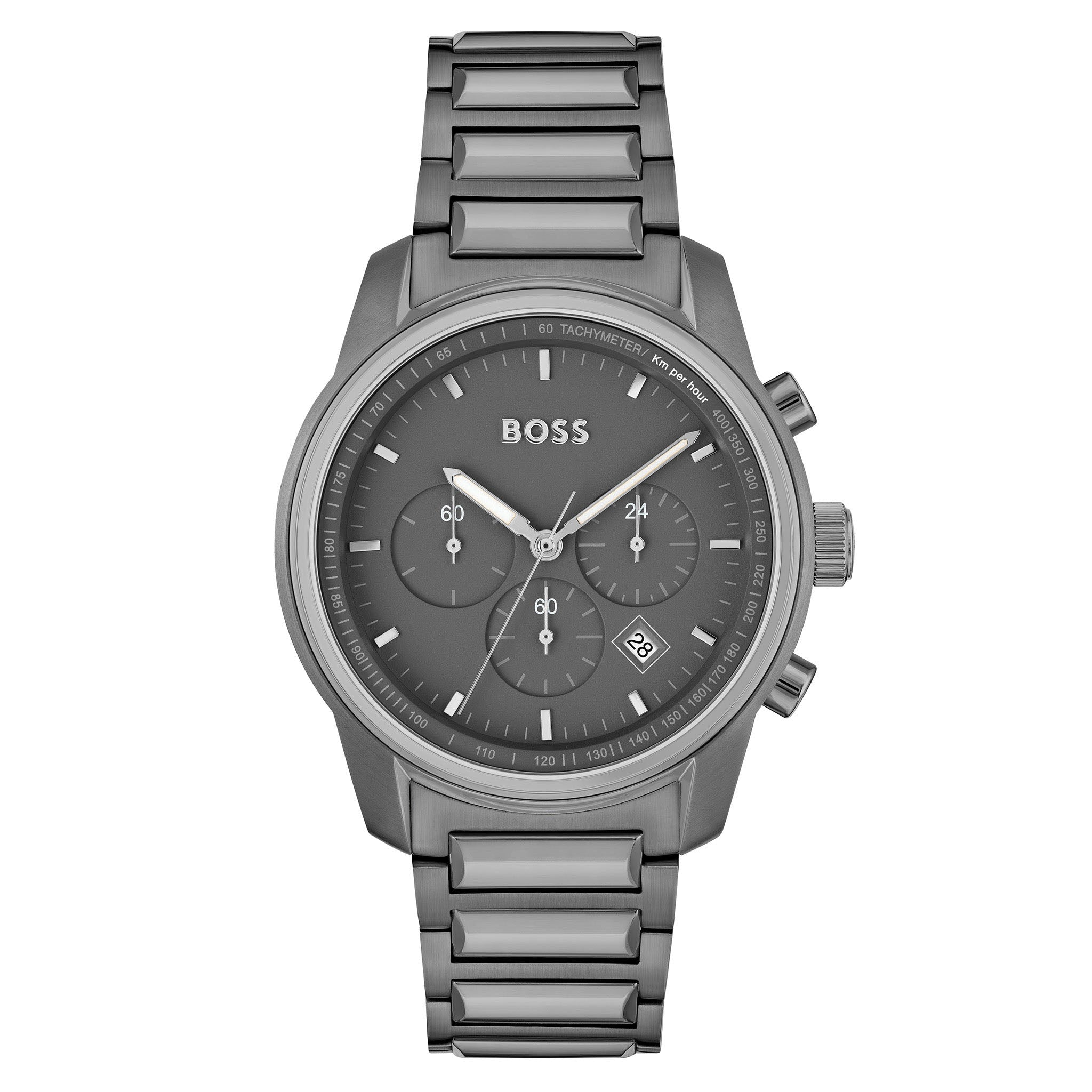 Hugo Boss Grey Steel Black Dial Men's Chronograph Watch