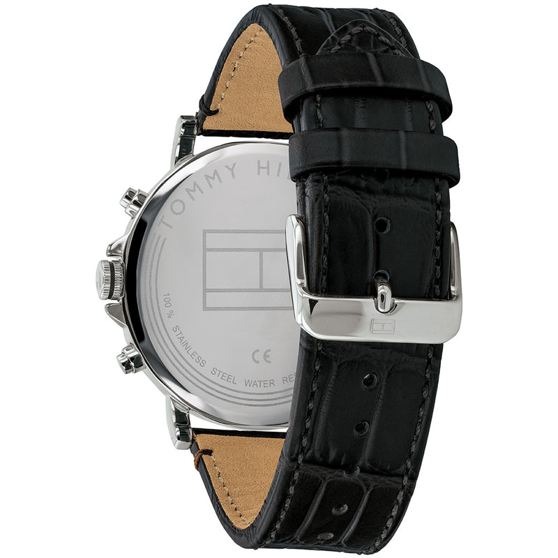 tommy hilfiger black leather watch