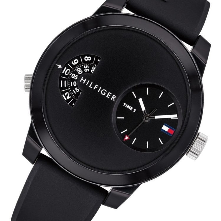 tommy hilfiger watch women's black silicone strap