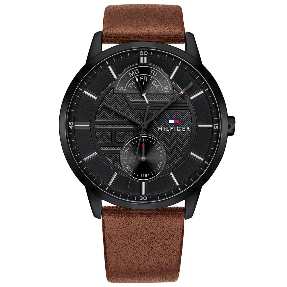 Tommy Hilfiger Multi-function Brown Leather Men's Watch - 1791604 – The