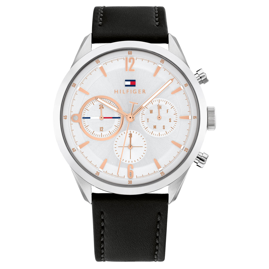 Wa Tommy The Dial White Leather Watch Brown Silver Hilfiger Men\'s Factory – Multi-function Australia