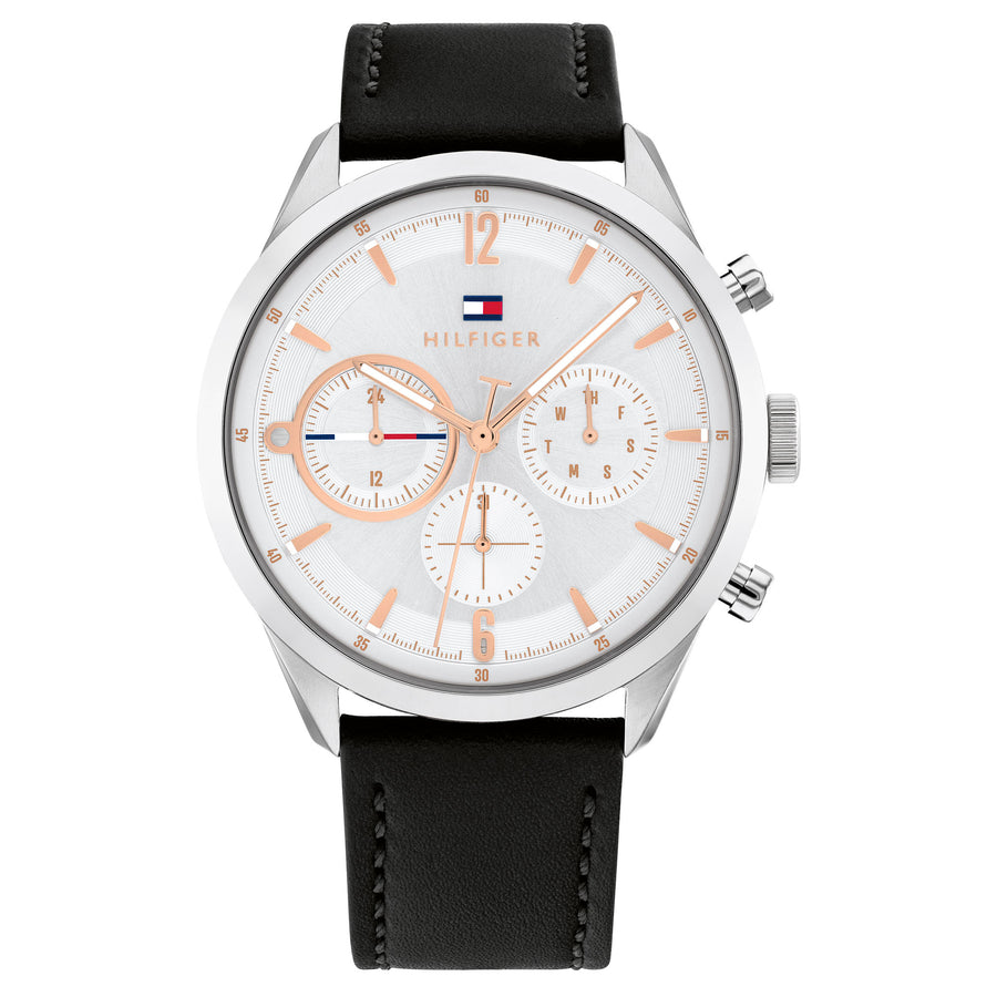 Tommy Hilfiger Brown Factory White Multi-function The Watch Wa Leather Australia Silver – Men\'s Dial