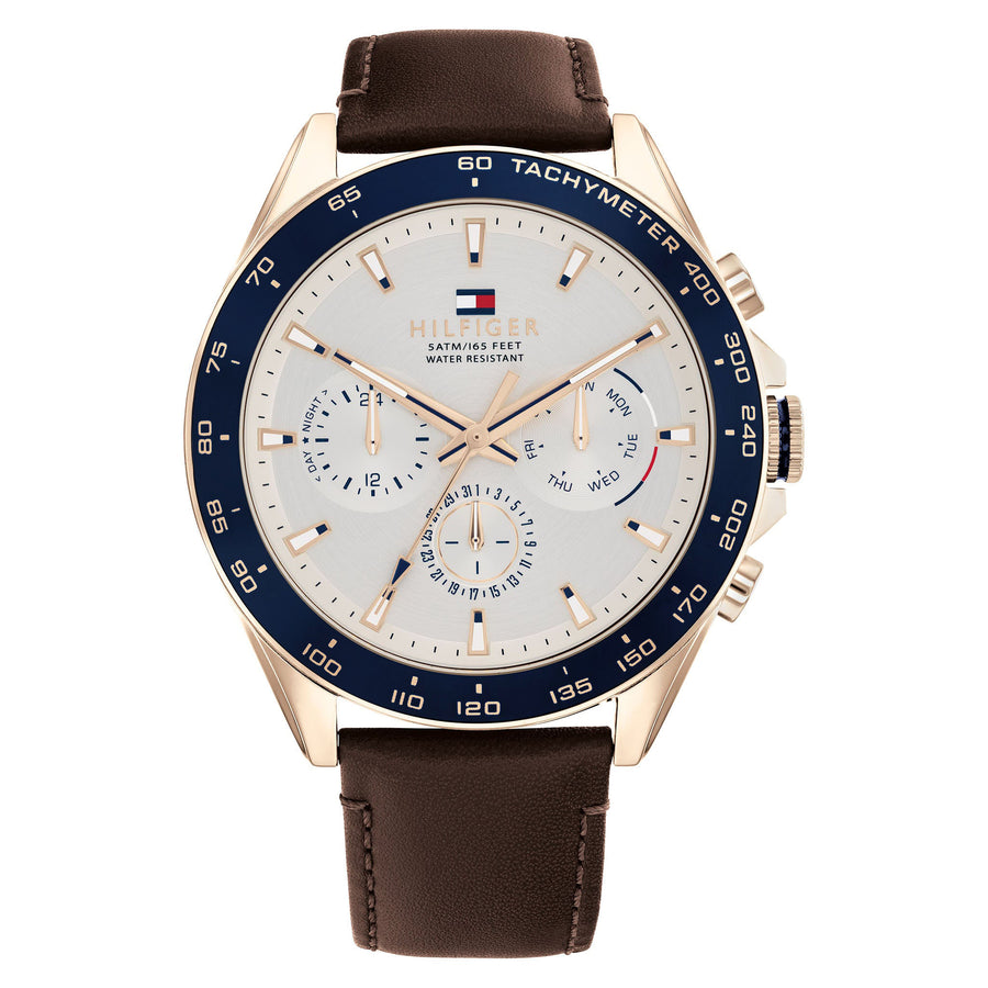 Multi-function Leather The Men\'s Watch – 1710453 Australia Factory Tommy Brown Watch Hilfiger -