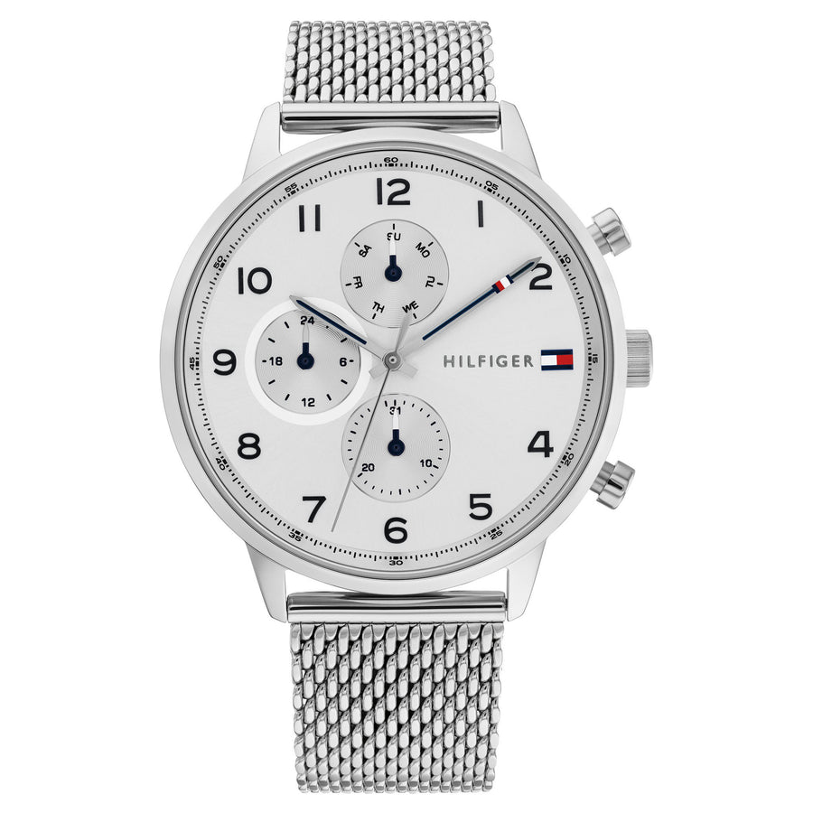 – Men\'s Tommy Hilfiger Factory Mesh Navy The Watch Multi-function Australia - Silver-Tone Watch Dial