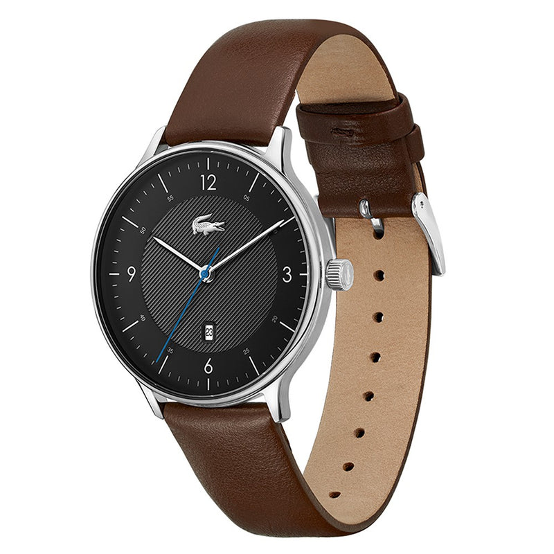 lacoste brown leather watch