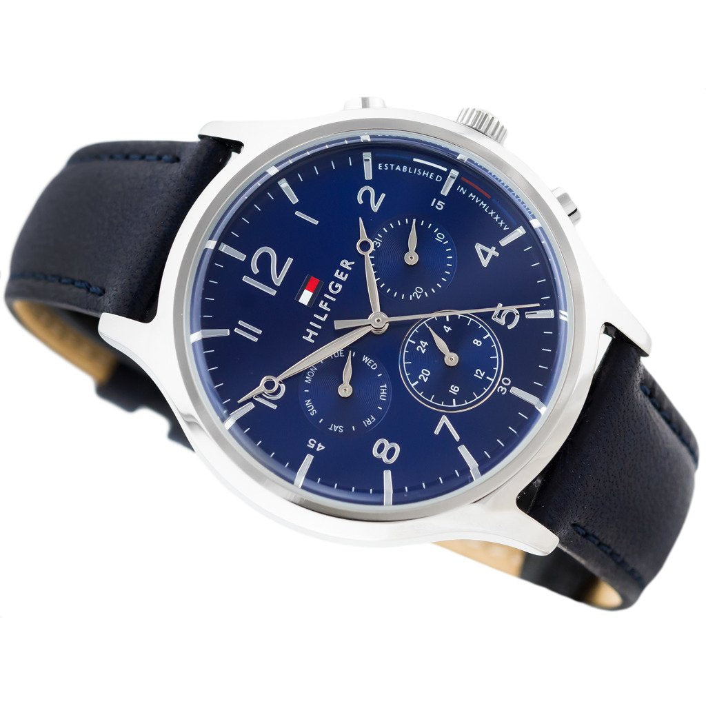 tommy hilfiger blue leather watch