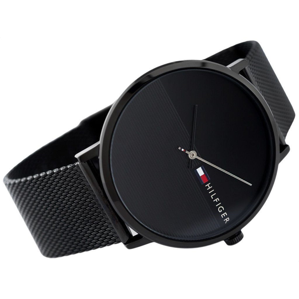 tommy hilfiger black metal watches