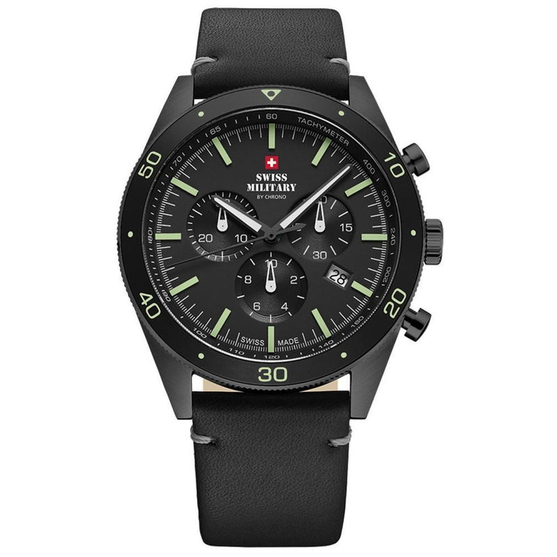 Swiss Military Black Leather Chrono Men's Watch - SM34079.08 – The ...