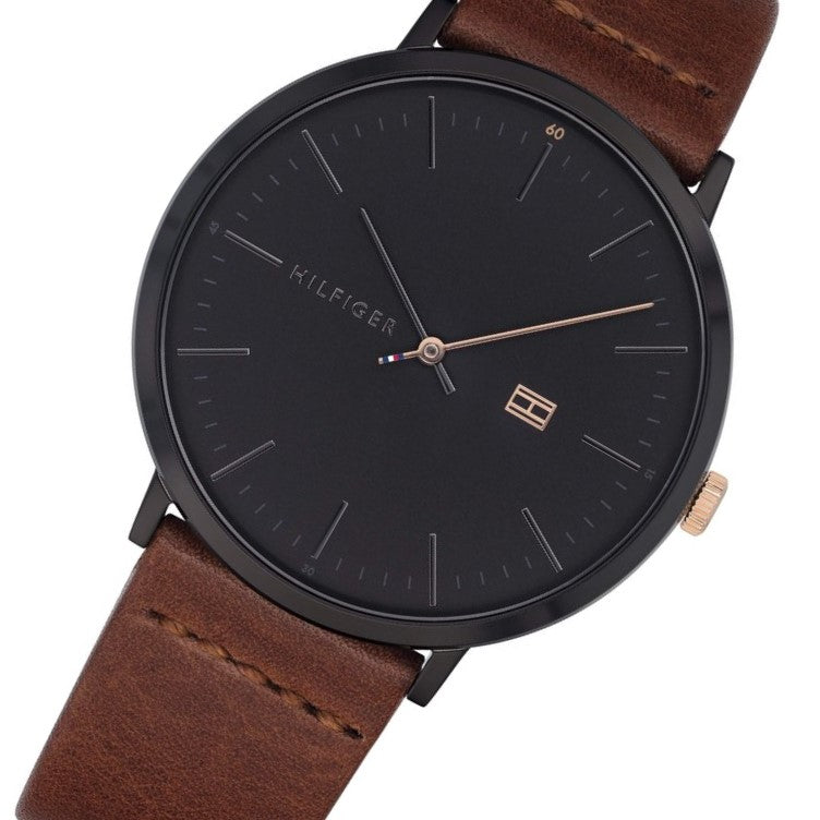 tommy hilfiger watch men's leather