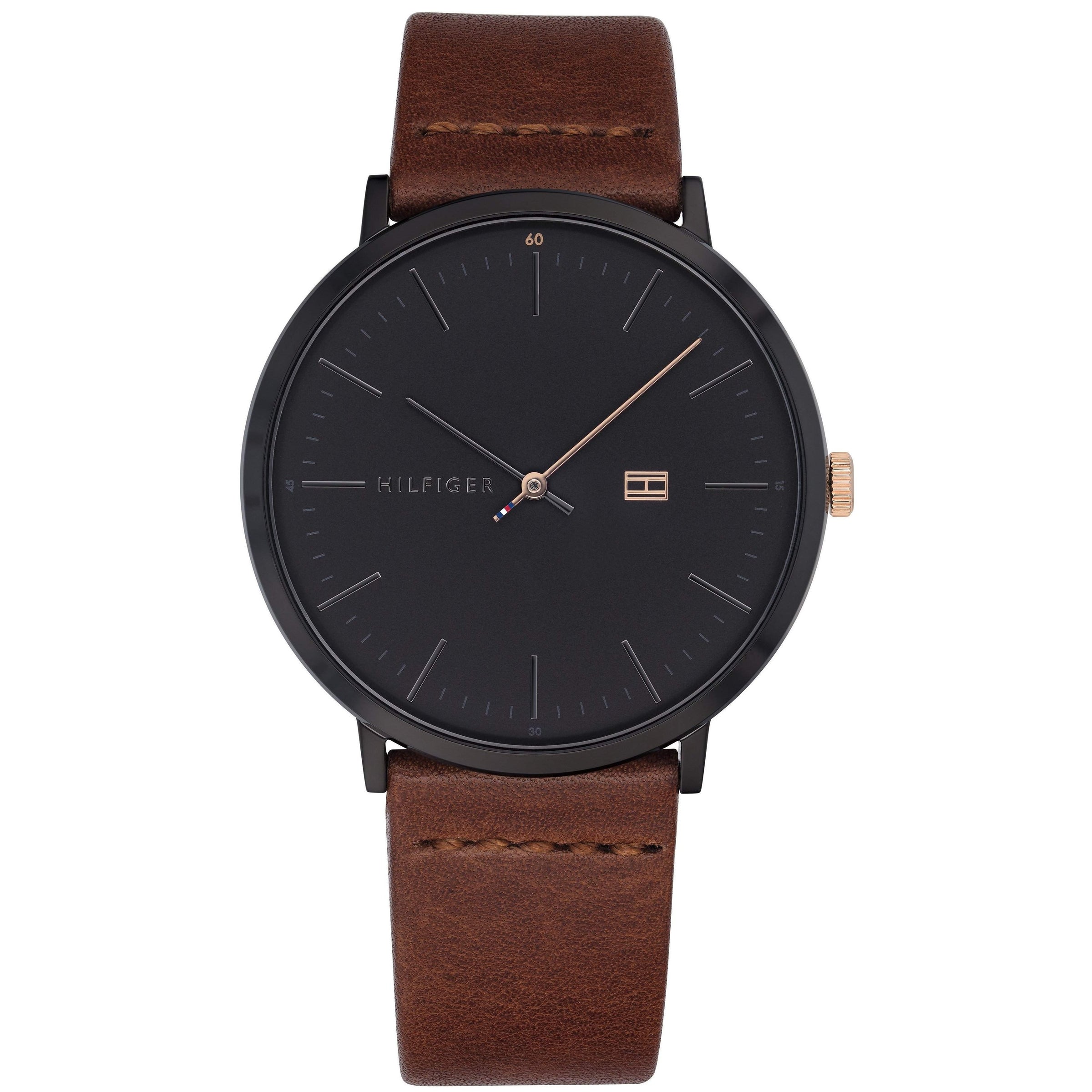 tommy hilfiger brown leather watch