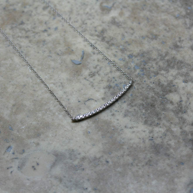 MEIRA T 14ct Gold & Diamond 'Curved Bar' Necklace
