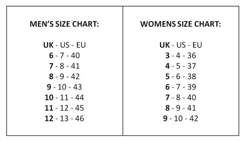 mens sizes to women's