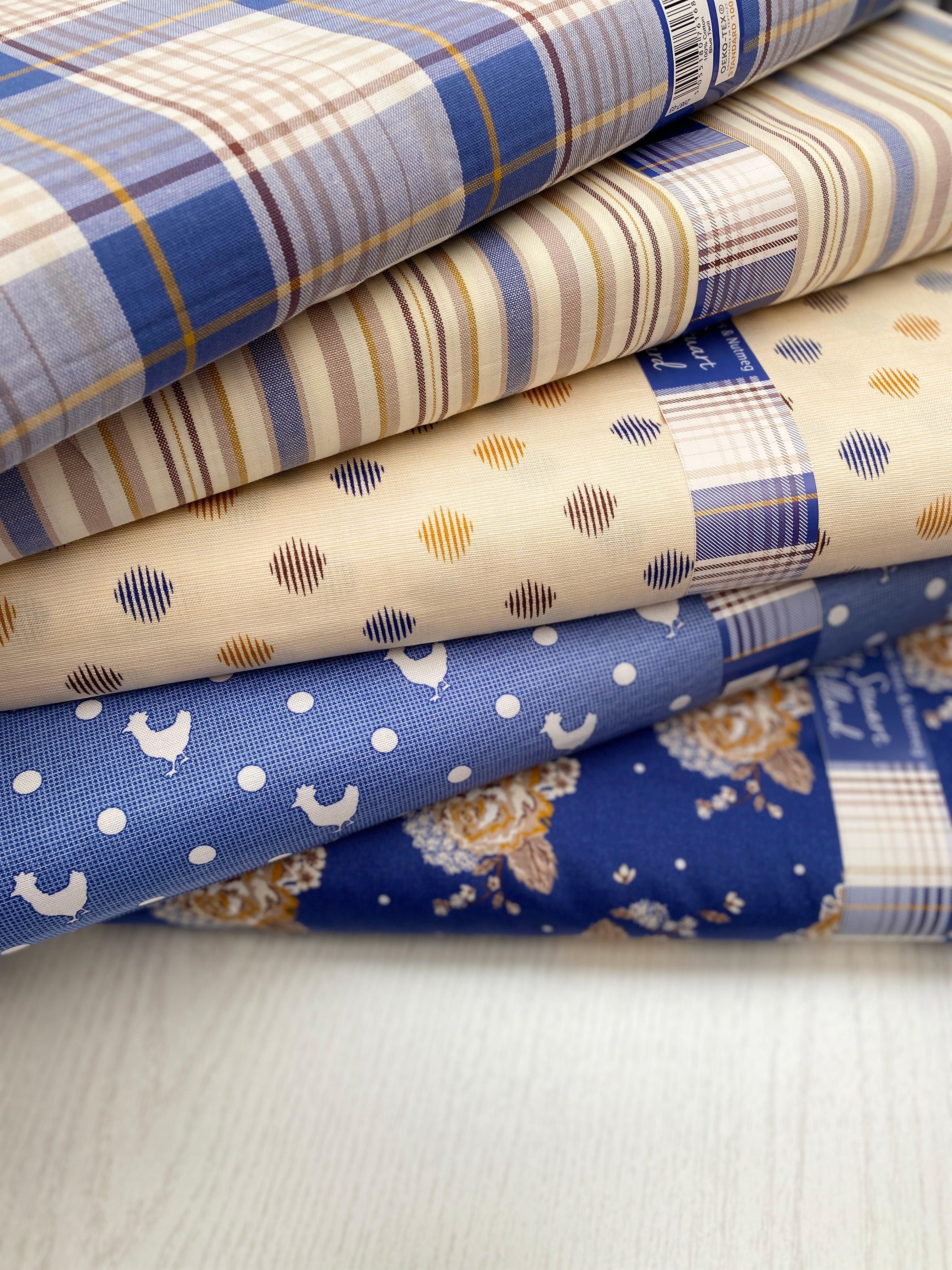 Blue Skies Cotton Fabric Bundle Stuart Hillard - Sunnyside Fabrics UK - blue skies, chickens, floral blue, organic cotton fabric, Stuart Hillard, The craft cotton company - {{product.type}} - sunnysidefabricsuk.com