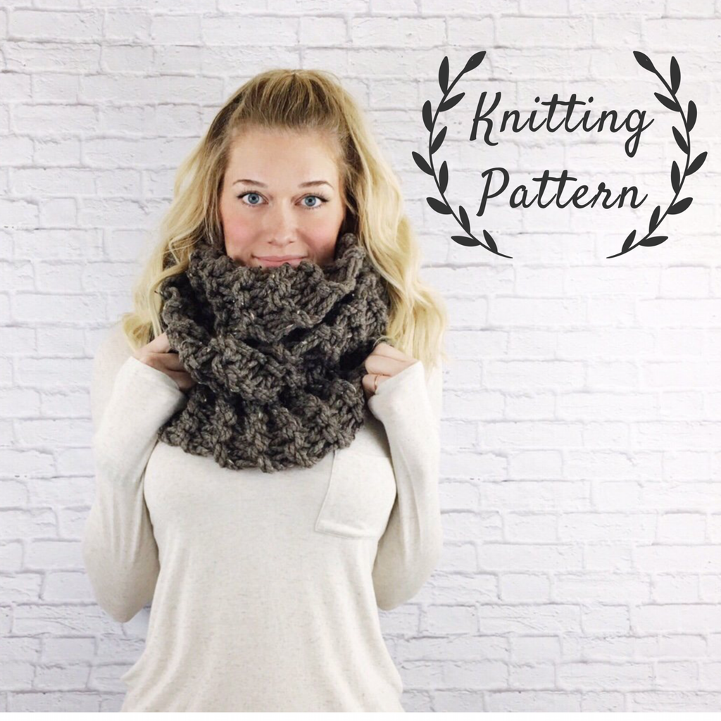 Knitting Pattern Chunky Cowl Knit Infinity Scarf Loop Snood // Claire ...