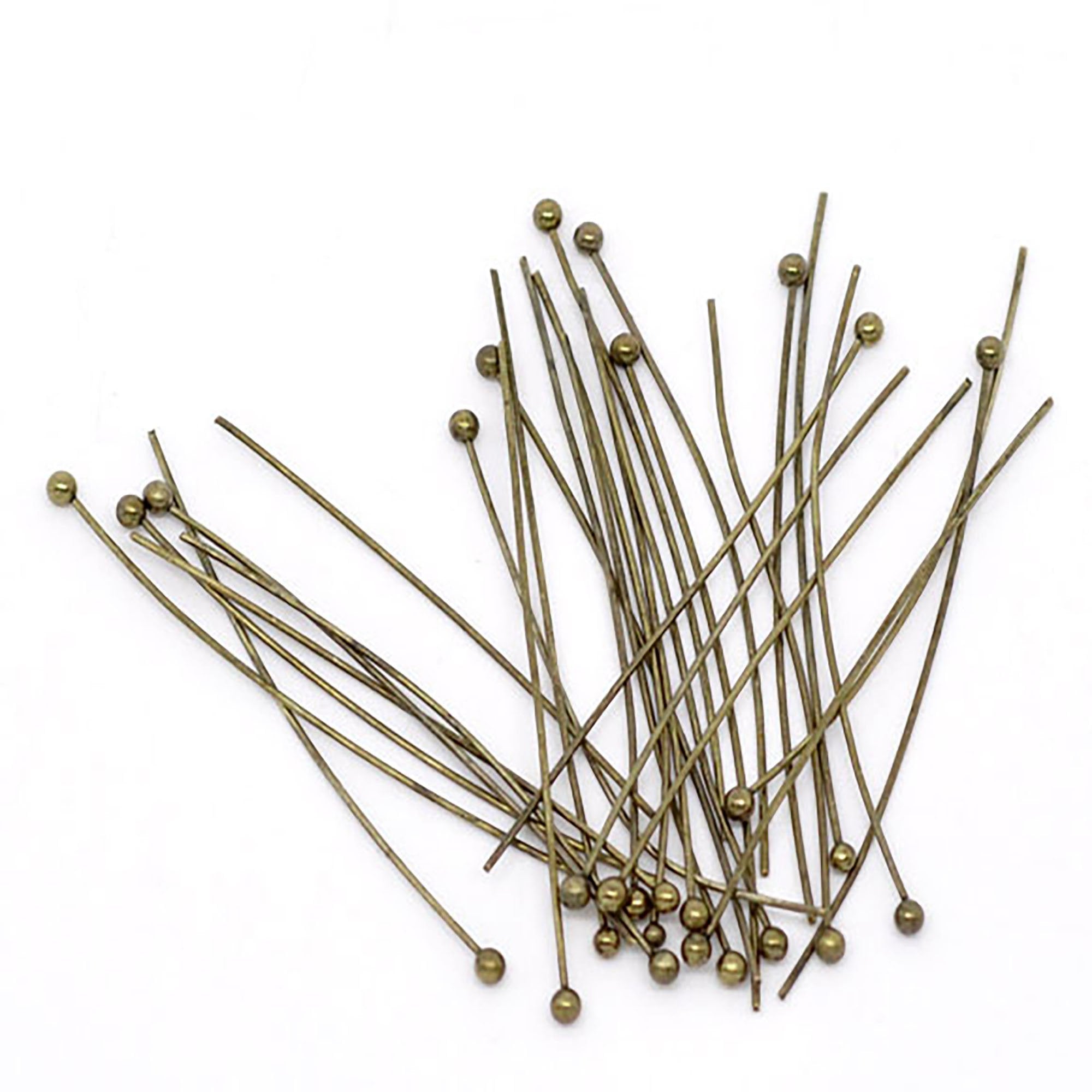 50 Thin Antique Bronze High Quality Ball Head Pins, 1-5/8