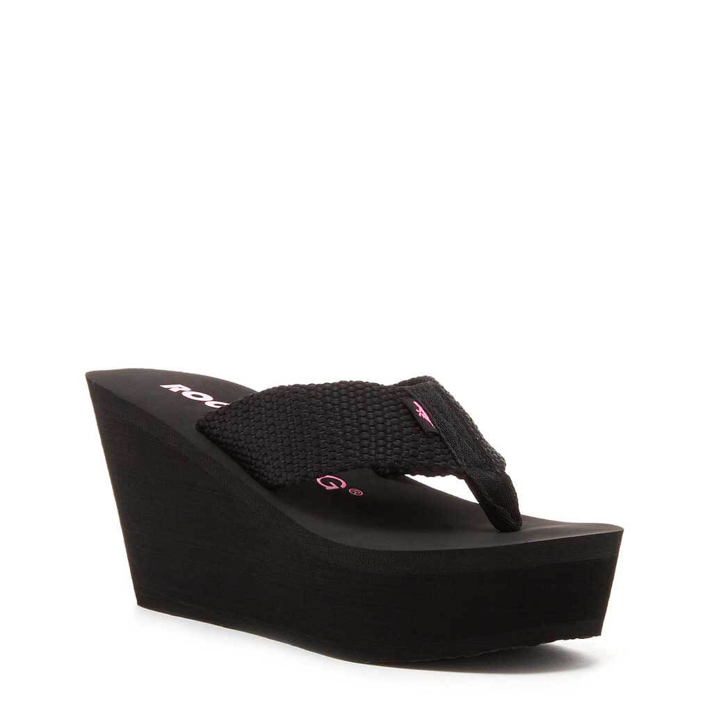 roxy black wedge flip flops