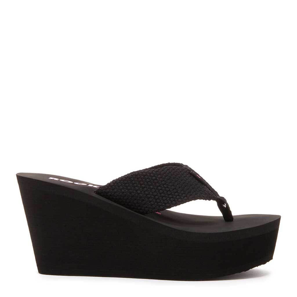 Diver Wedge Black Flip Flop Sandals 