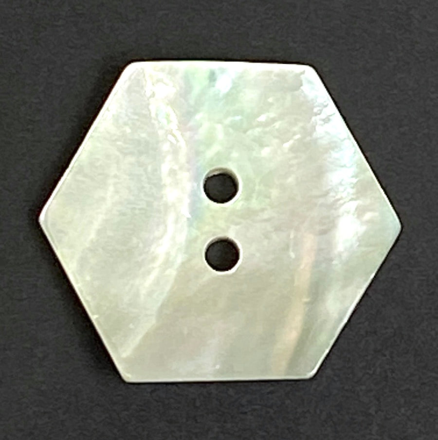 Hexagon Moonrise Mother of Pearl 1" Iridescent 2-Hole Button, 25mm #KB-921