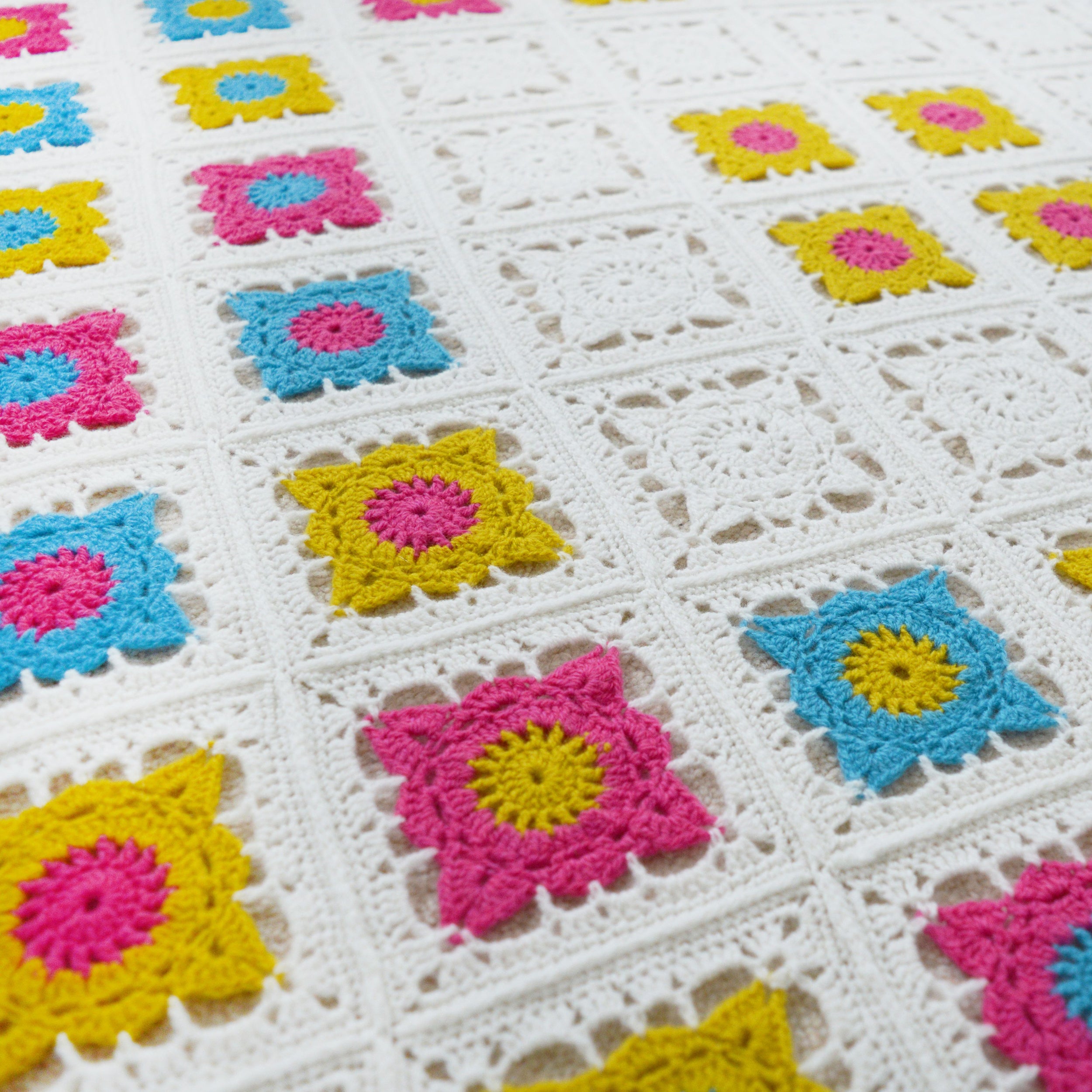 Bright Granny Square Blanket Pattern Solid And Marl