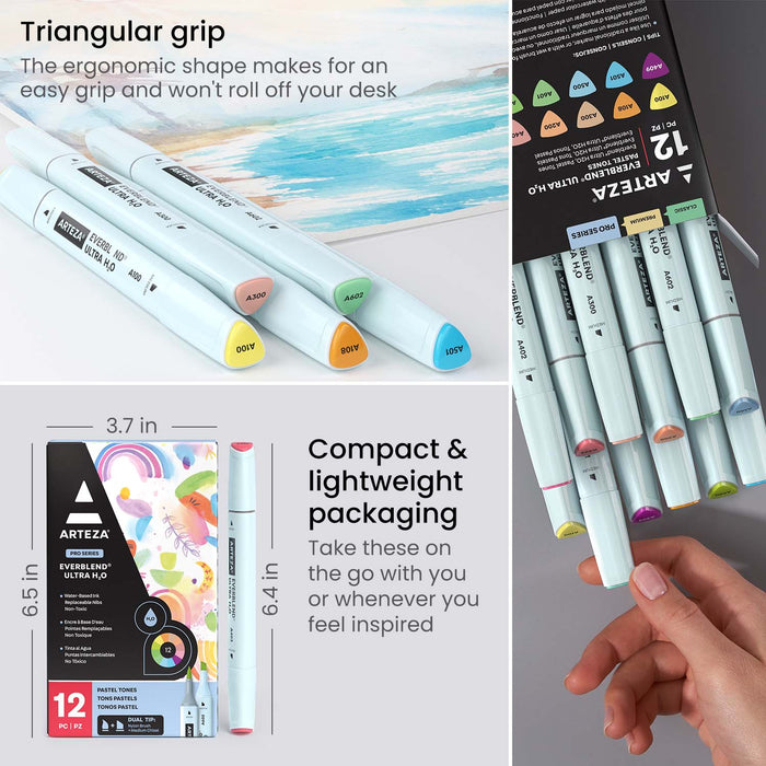 EverBlend Ultra H2O Markers, Pastel Tones - Set of 12 — Arteza.com