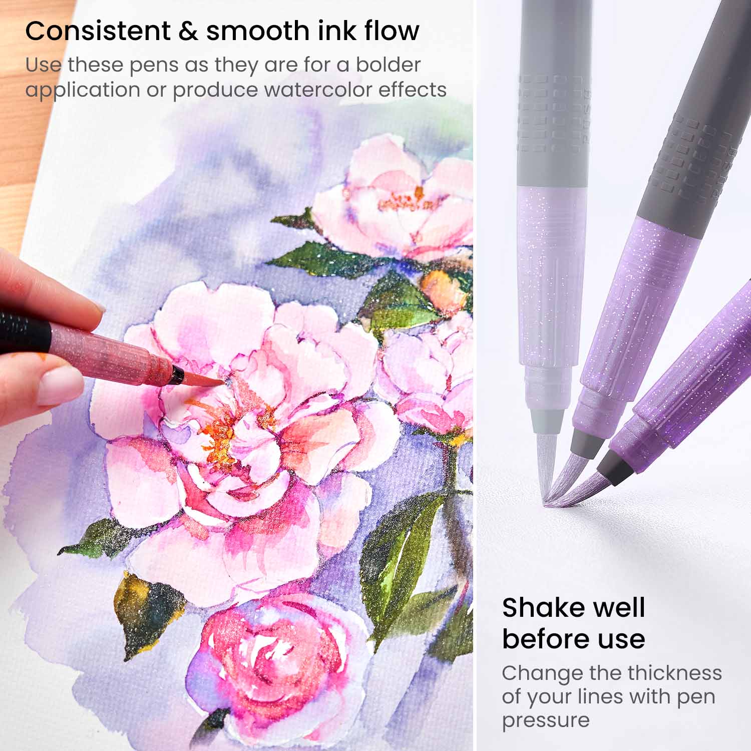 Real Brush Pens® Glitter Liquid - Set of – Arteza.com