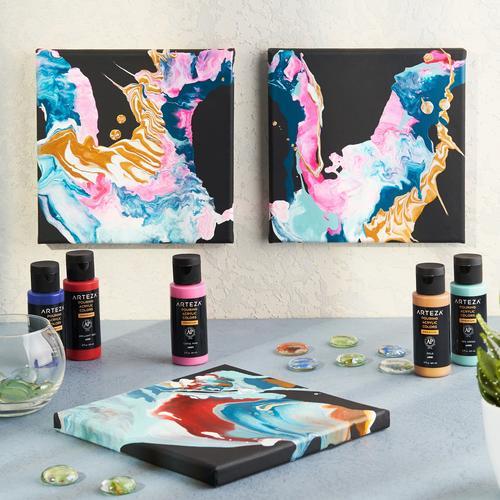 Shuttle Art Acrylic Pouring Paint, Set of 36 Bottles (2 oz/60ml) Pre-Mixed  High-Flow Acrylic Paint Pouring Supplies with Canvas, Silicone Oil,  Measuring Cups, Tablecloths, Complete Paint Pouring Kit