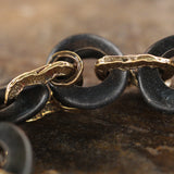 Solid Bronze link Bracelet w/ Black Beach stones.