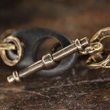 Solid Bronze link Bracelet w/ Black Beach stones.