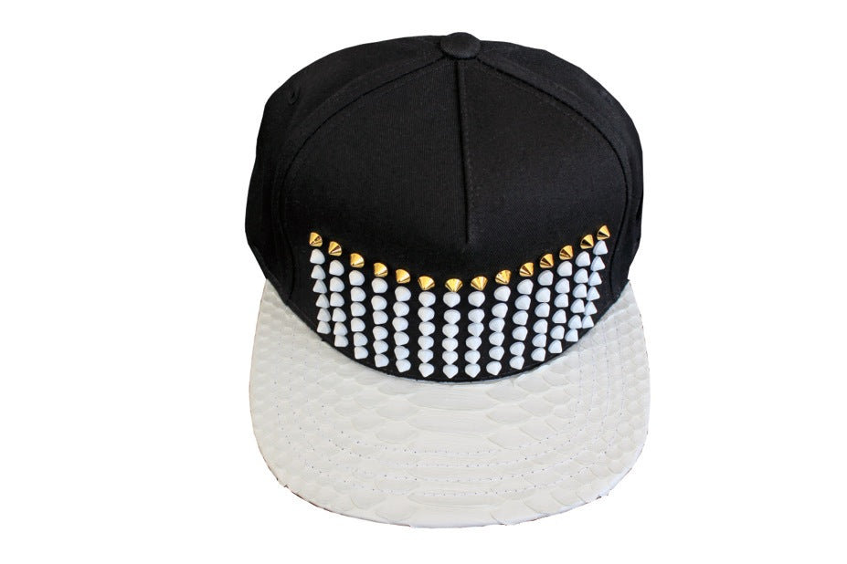 Golden White Studded Python Strapback