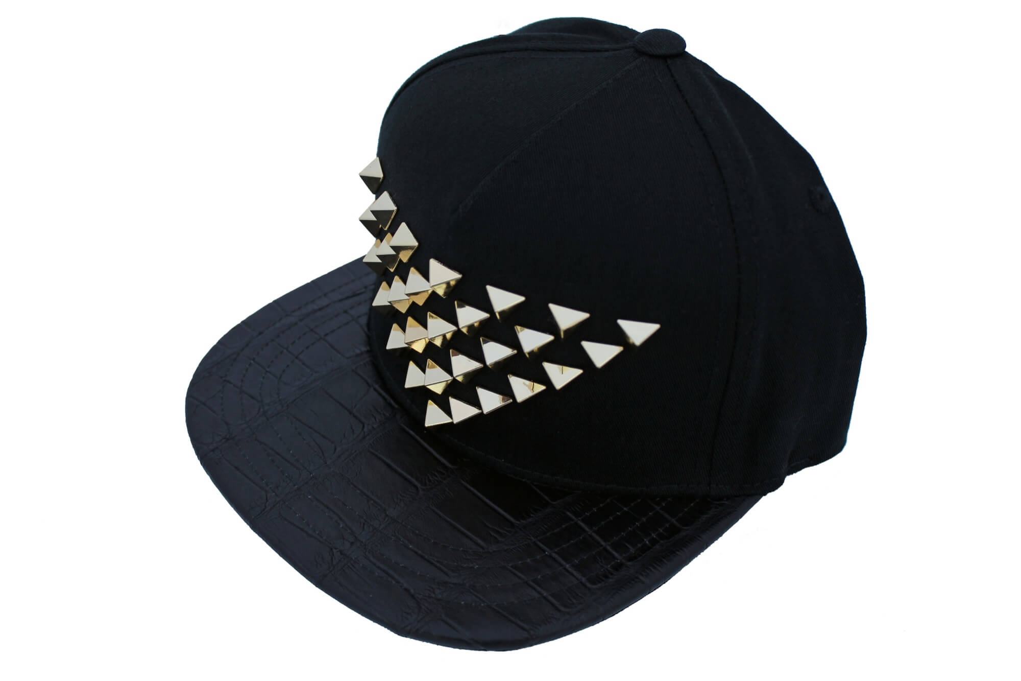 Black Croc Skin Pik-Pik Pyramid Studded Strapback