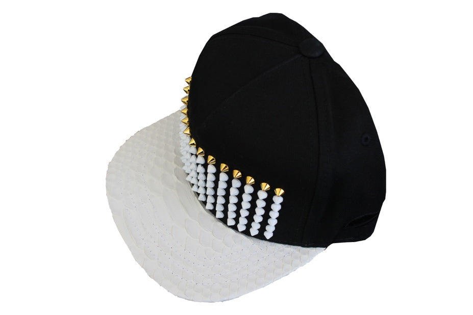 Golden White Studded Python Strapback