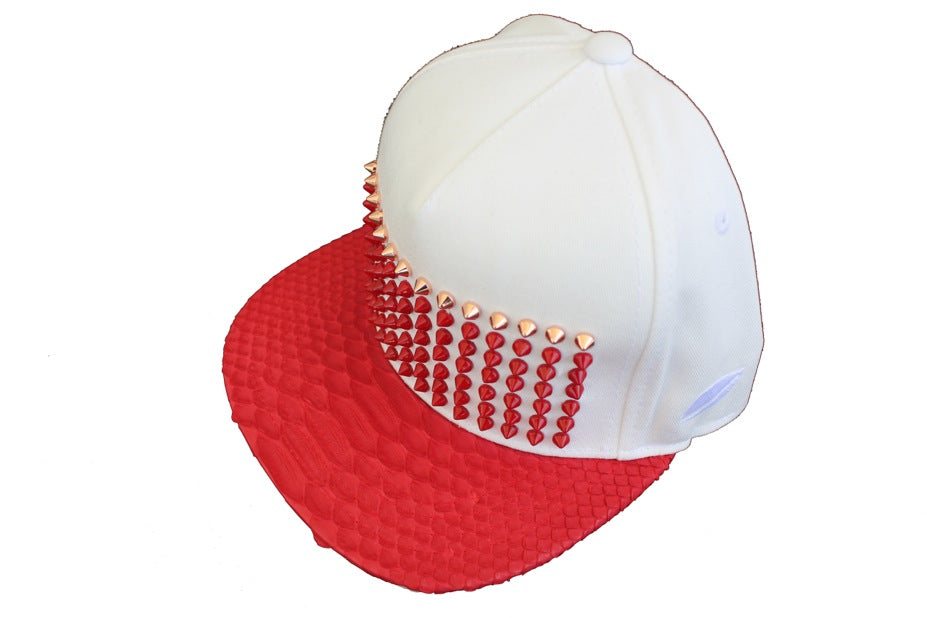 Red Studded Python Strapback