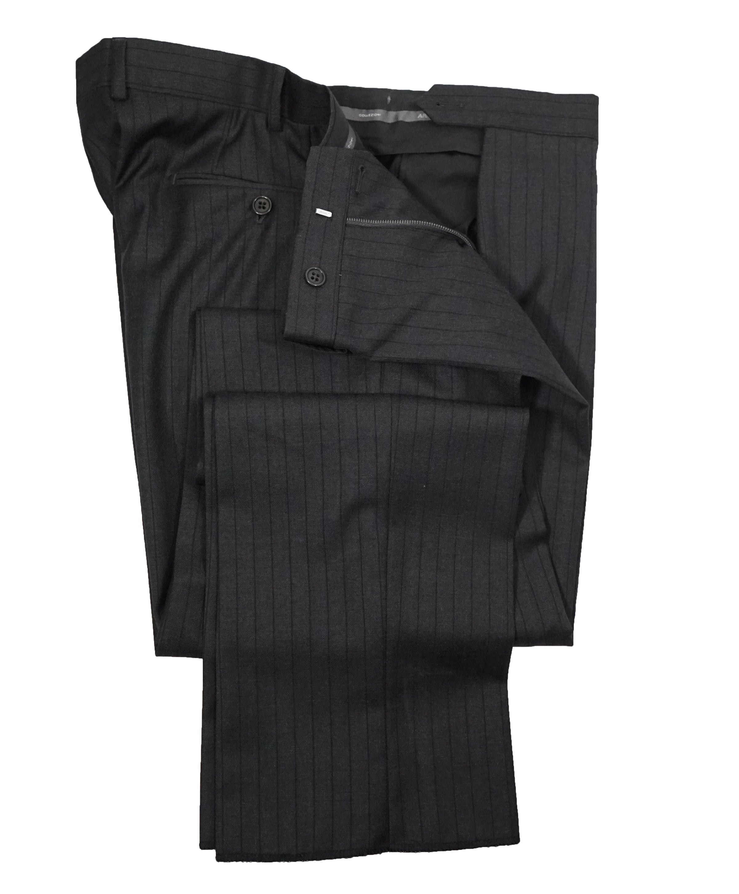 ARMANI COLLEZIONI -Gray & Charcoal Stripe Slim “M Line” Wool Suit