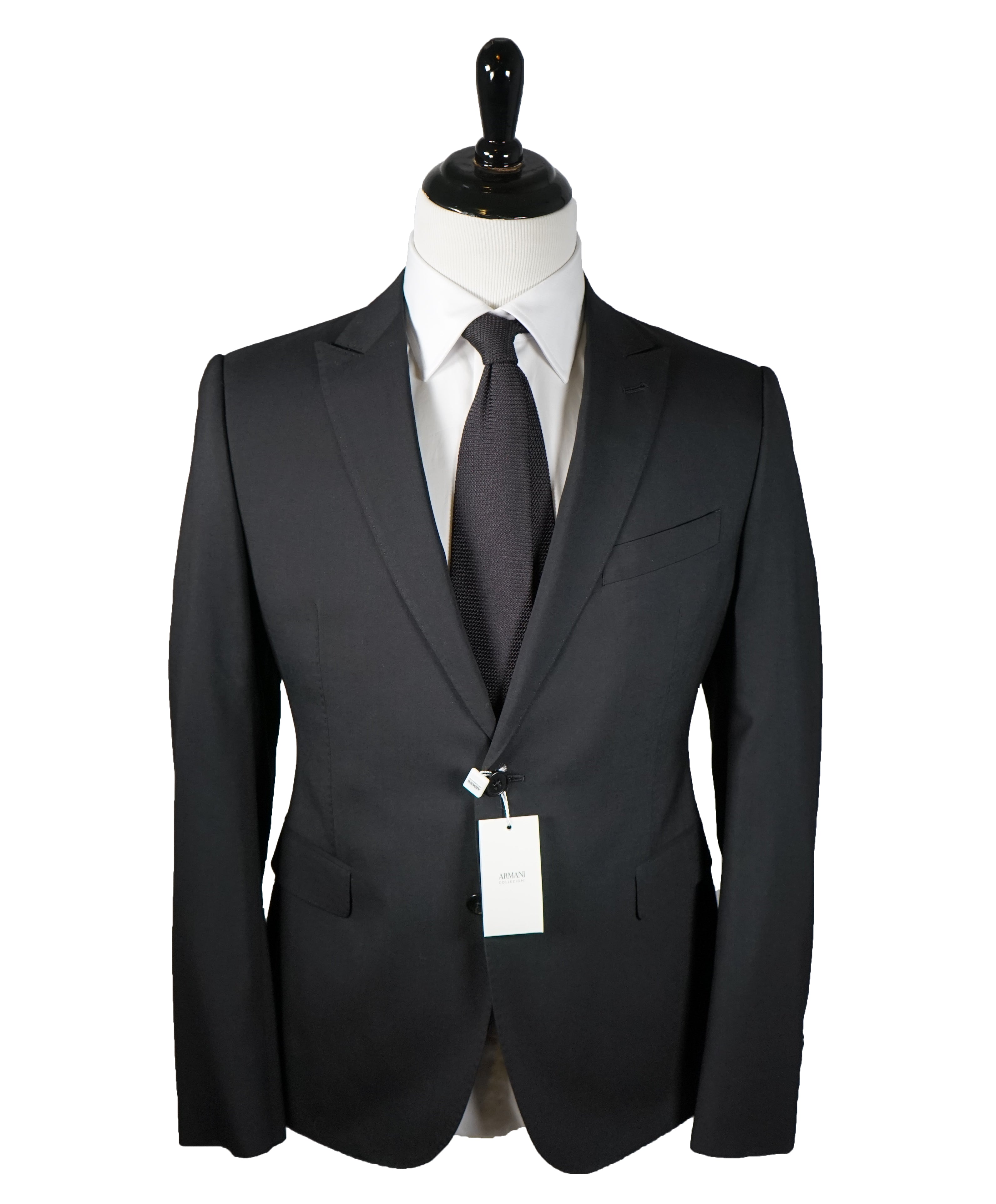Armani Collezioni M Line Slim Drop 8 Black Peak Lapel Suit 42r Luxe Hanger