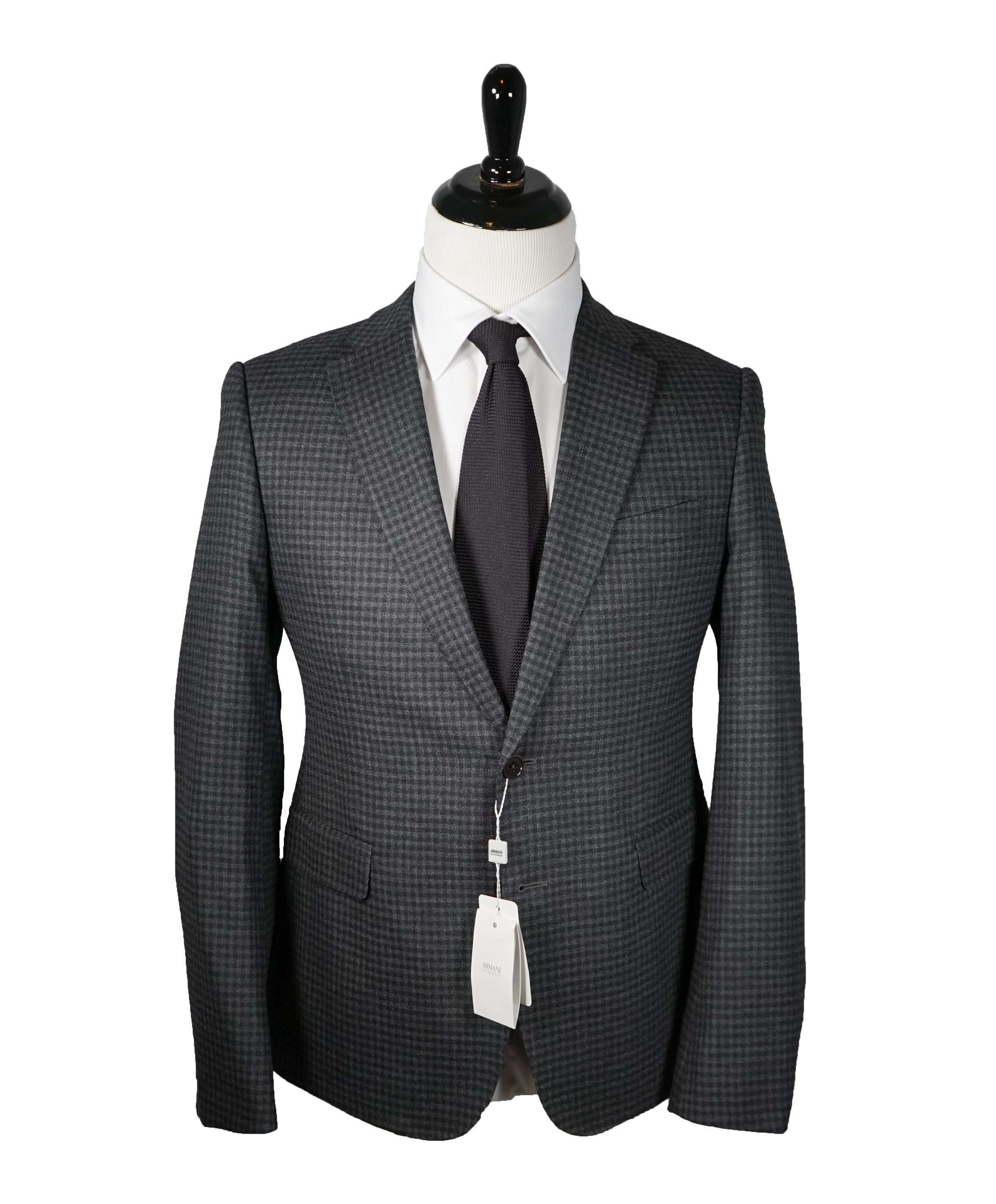 ARMANI COLLEZIONI - "M Line" Slim Drop 8 Melange Check RUNWAY SUIT - 4