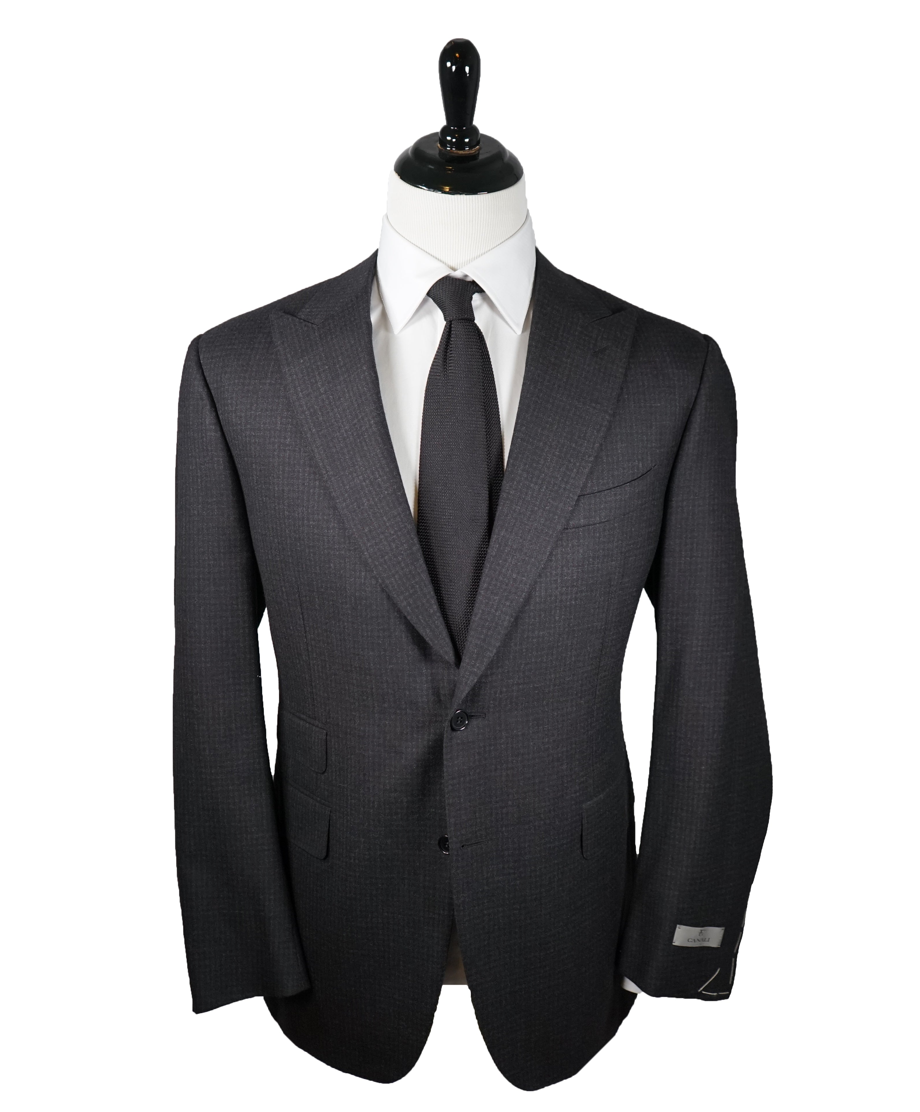 CANALI - Wide Peak Lapel Burgundy Check Suit W Ticket Pocket - 46R ...