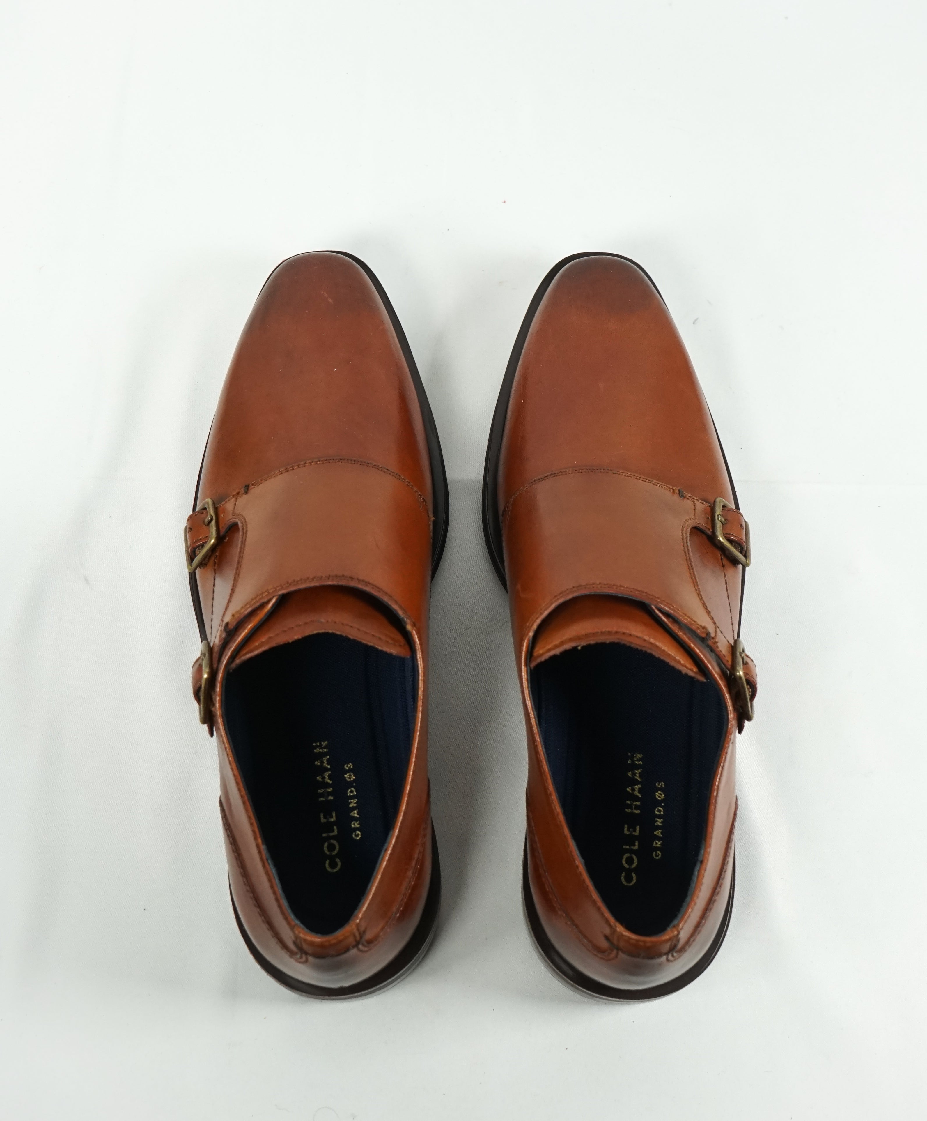 COLE HAAN - Air Grand OS Sleek Brown Monk Strap Loafers Padded Insole ...