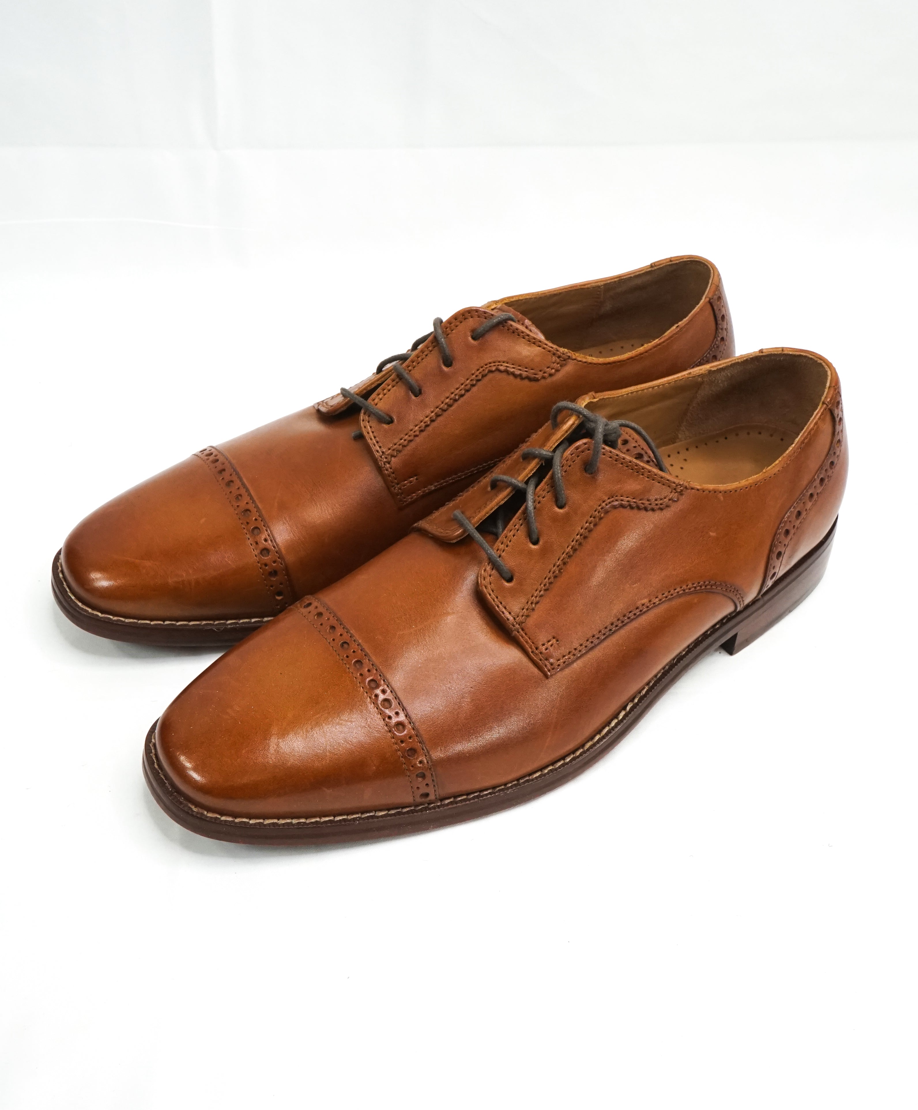 COLE HAAN - Grand OS Sleek Silhouette Cap-Toe Brown Oxfords Padded Ins ...