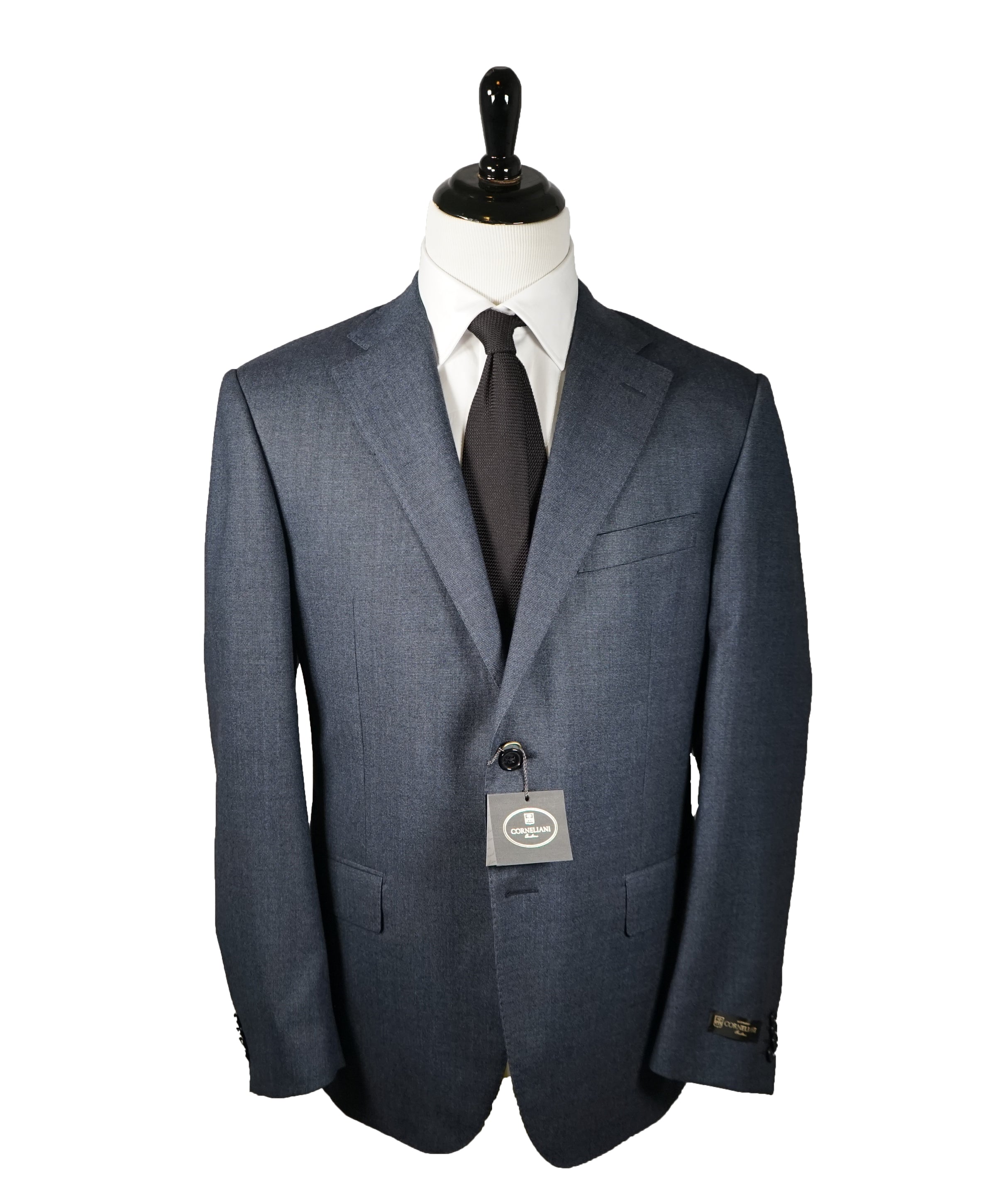 CORNELIANI - Medium Blue Birdseye Textured Suit 18,25 Microns
